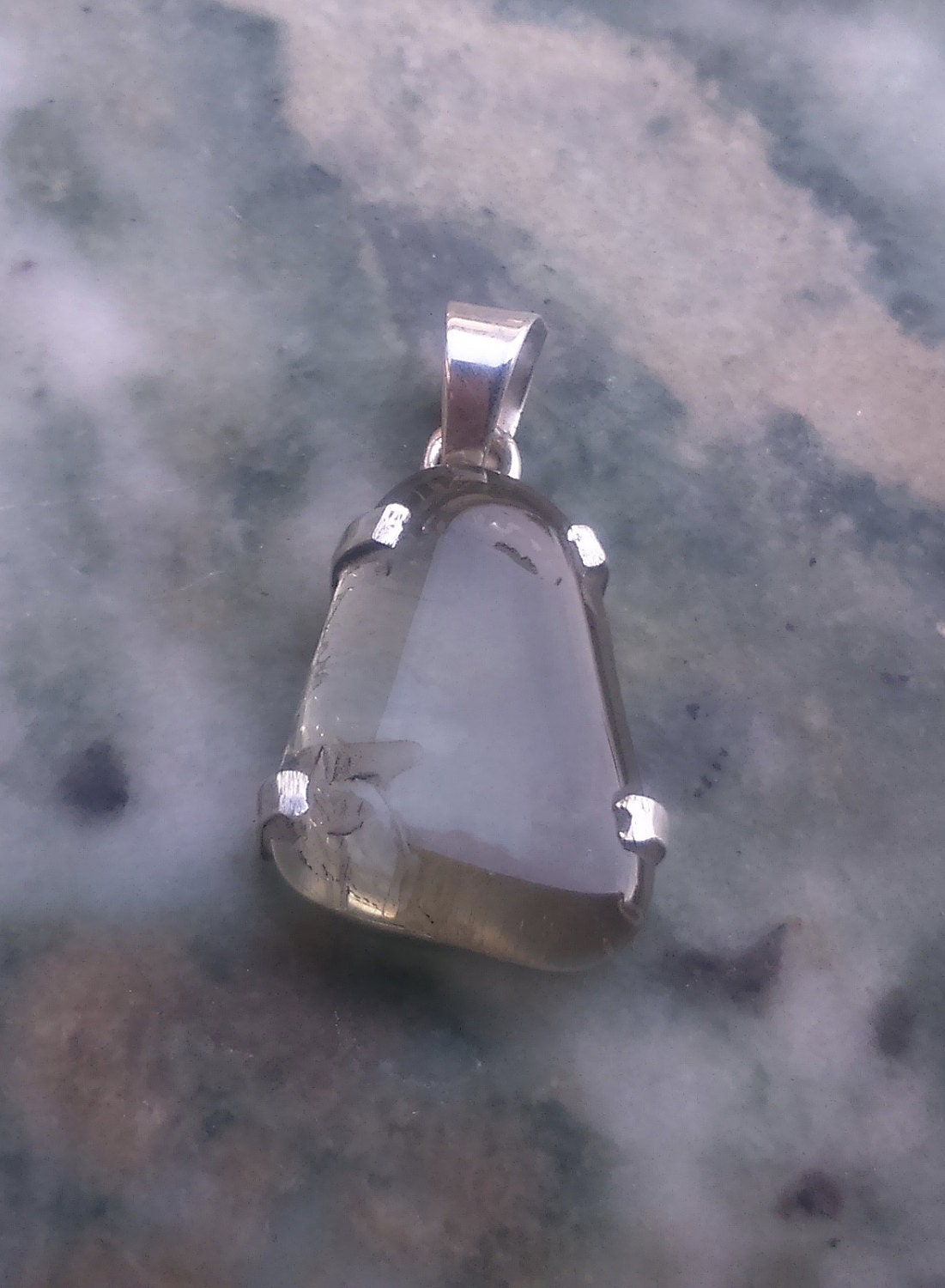 Citrine Clasped in EcoSilver Pendant